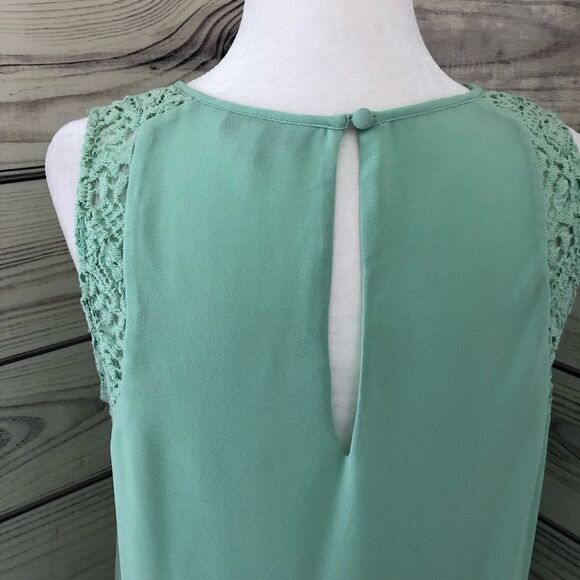 Naked Zebra Mint Green Lace Keyhole Tank Top Size Medium - Picture 4 of 6